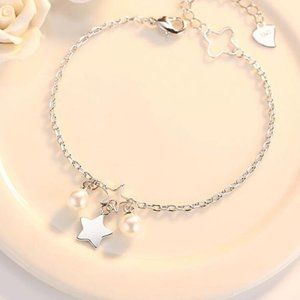 925 sterling silver agate pearl pentagram bracelet for Woman, J641